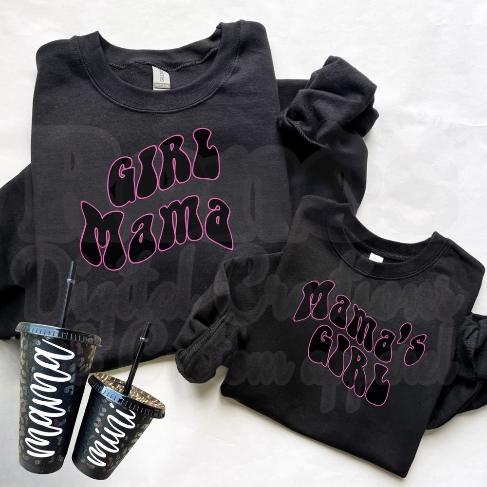 Mama Girl Matching Sweatshirt Set Mommy and Me Outfits Cute Matching Sweaters